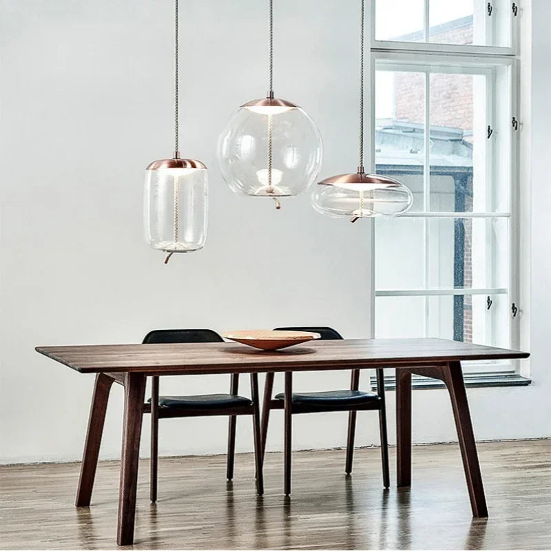 Afralia™ Modern LED Glass Chandelier for Living Room Bedroom Kitchen Pendant Lamp