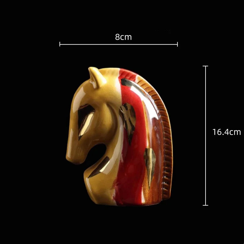 Afralia™ Geometric Horse Head Ceramic Vase & Animal Statue Home Decor