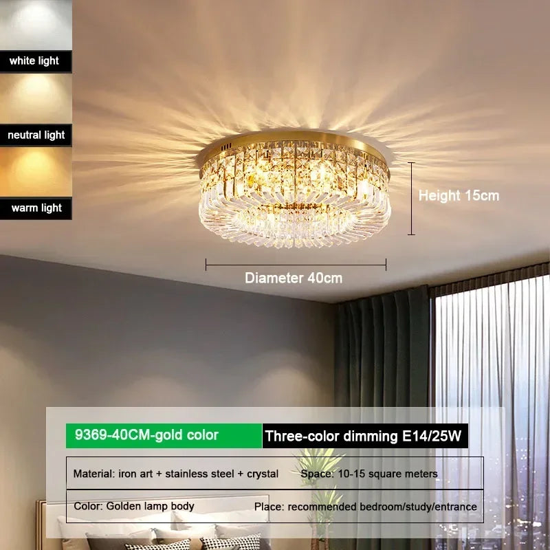 Afralia™ Crystal Glass Round LED Ceiling Light - Luxury Indoor Lighting Solution