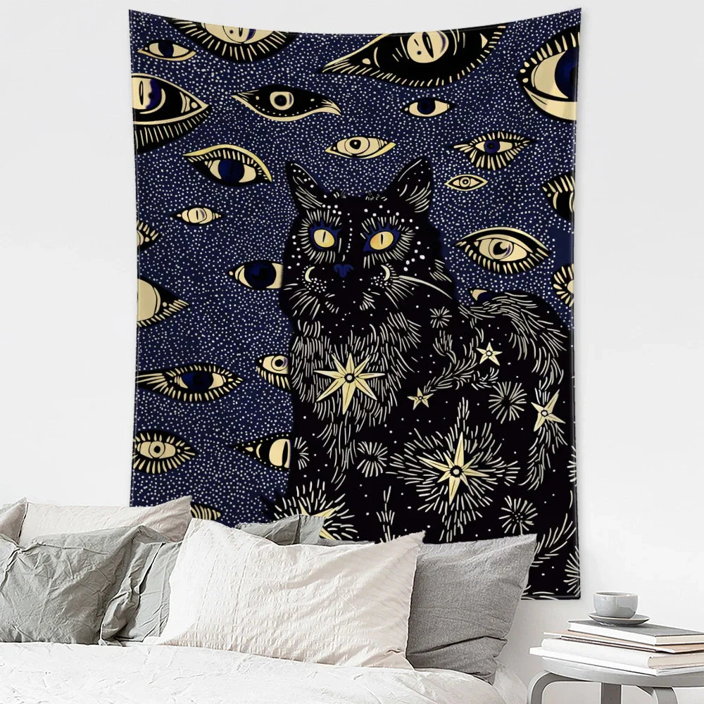 Afralia™ Cat Eyes Tapestry Wall Hanging Abstract Psychedelic Witchcraft Bohemian Home Decor