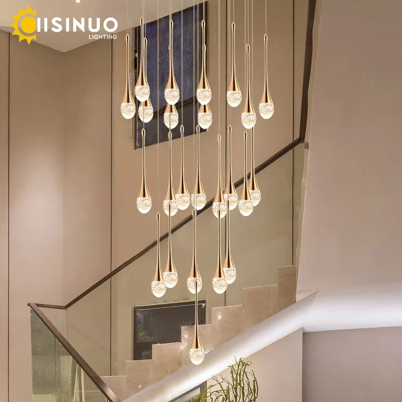 Afralia™ Crystal Staircase Chandelier for Luxe Home Decor