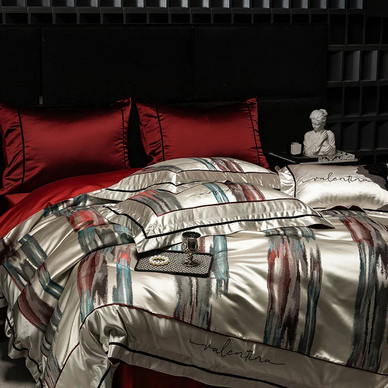 Afralia™ Luxe Brocade Jacquard Bedding Set with Egyptian Cotton & Embroidery