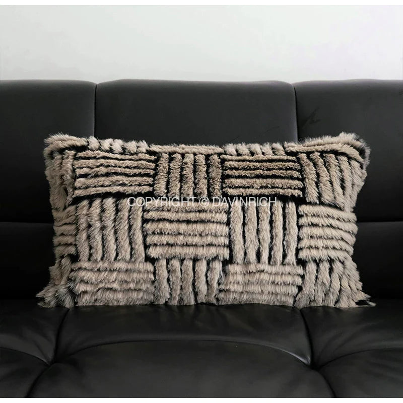 Afralia™ Luxury Italian Baroque Brown Stripe Tufted Pillowcase