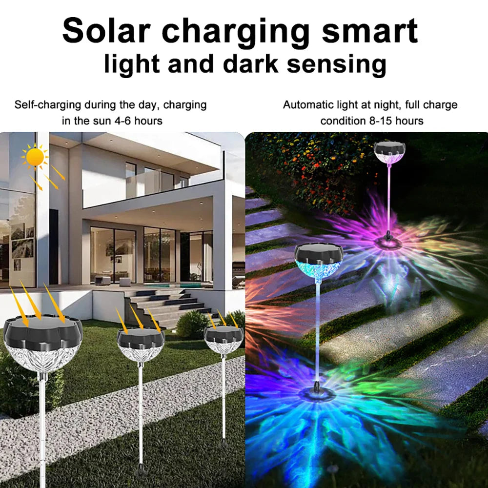 Afralia™ Solar RGB Warm White Pathway Lights for Garden Landscape Decoration