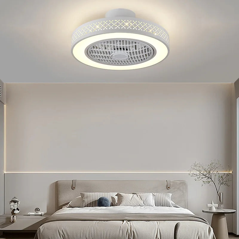 Afralia™ Bedroom LED Ceiling Fan Light with Remote Control - Small, Modern Chandelier