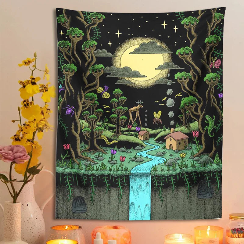 Afralia™ Psychedelic Skull Tapestry Wall Hanging for Witchy Room Decor