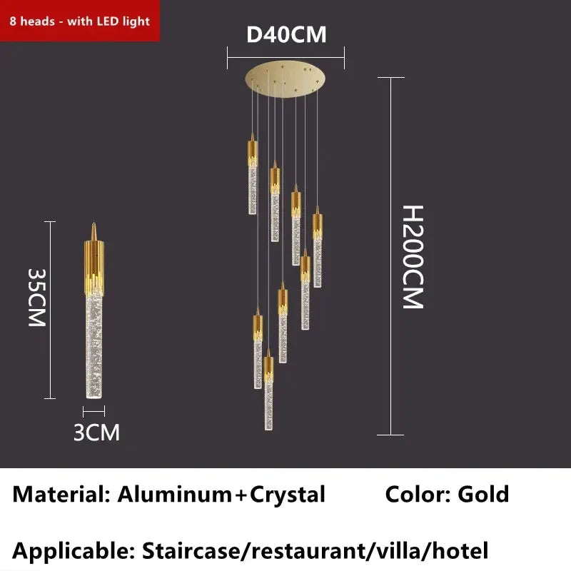 Afralia™ Luxury Crystal LED Ceiling Chandelier for Living Room, Staircase, and Home Decor