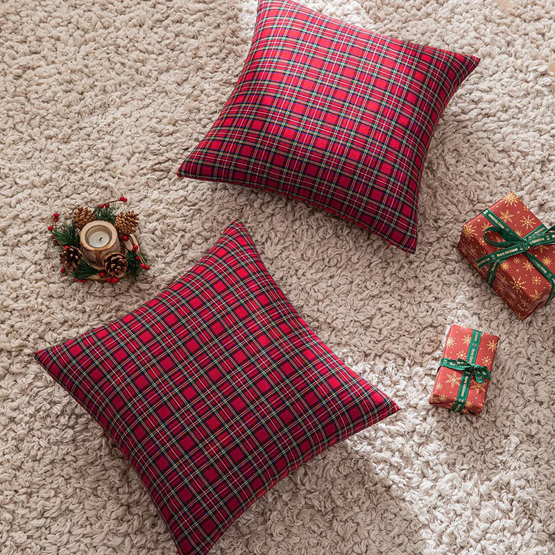 Afralia™ Red Black Plaid Pillow Cover 50x50cm Simple Geometric Print Sofa Decor