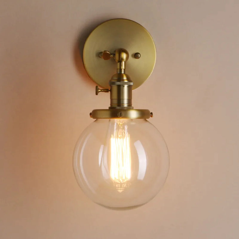 Afralia™ Single Industrial Wall Sconce with Globe Lampshade