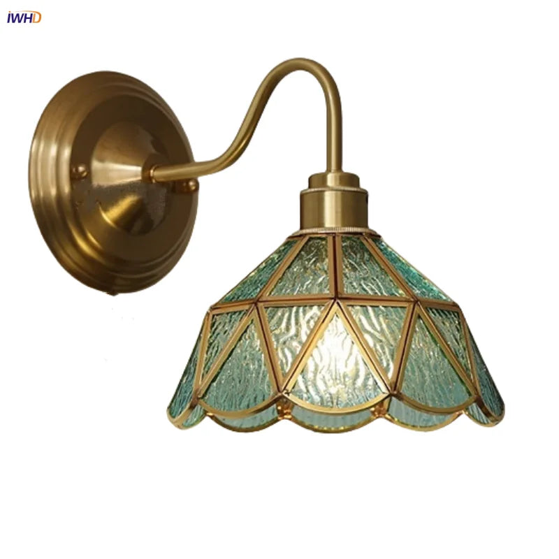 Afralia™ Nordic LED Wall Light Fixture Blue Glass Stair Light Bar Restaurant Bedroom Decor