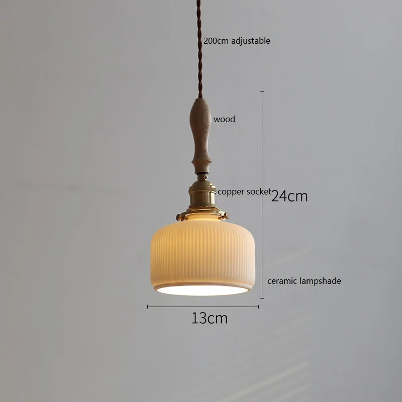 Afralia™ Copper LED Pendant Light with Ceramic Lampshade for Home Decor