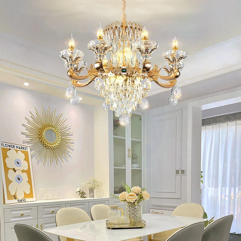 Afralia™ Elegant Duplex Crystal Chandelier for Villa Living Room & Hotel Lobby