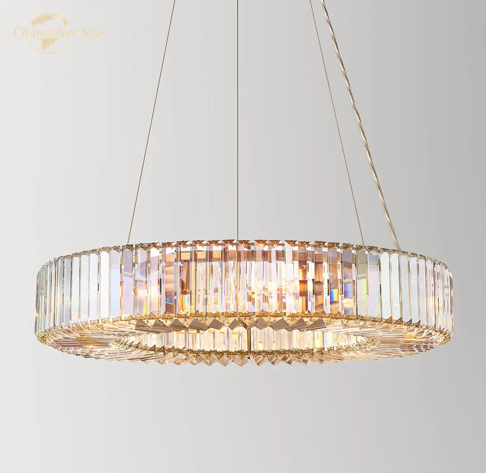 Afralia™ Crystal Halo Pendant Light: Elegant Chandelier for Bedroom Living Room Dining Room Decor