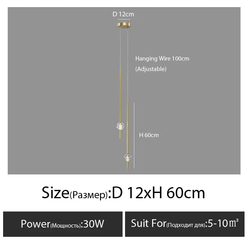 Afralia™ Crystal LED Chandelier for Nordic Bedroom, Living Room & TV Background Wall.