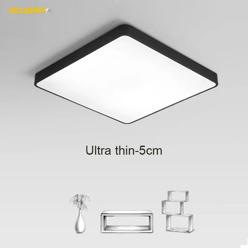 Afralia™ LED Ceiling Lights for Living Room Bedroom - Ultra-thin 5cm Iron Square Round Black/White