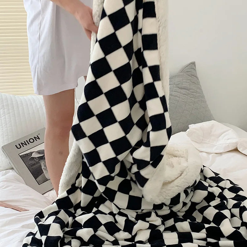 Afralia™ Nordic Checkerboard Weighted Blanket 150x200 Soft Cozy Fluffy Warm Blanket