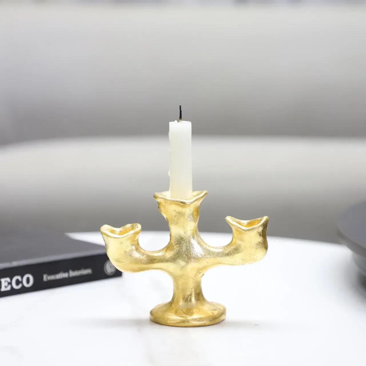 Afralia™ Gold Resin Candle Holder Trio for Wedding Centerpieces & Home Decor