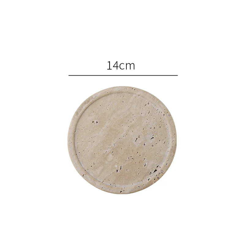 Afralia™ Travertine Stone Vanity Tray for Perfume, Candles, Jewelry, Coffee Table