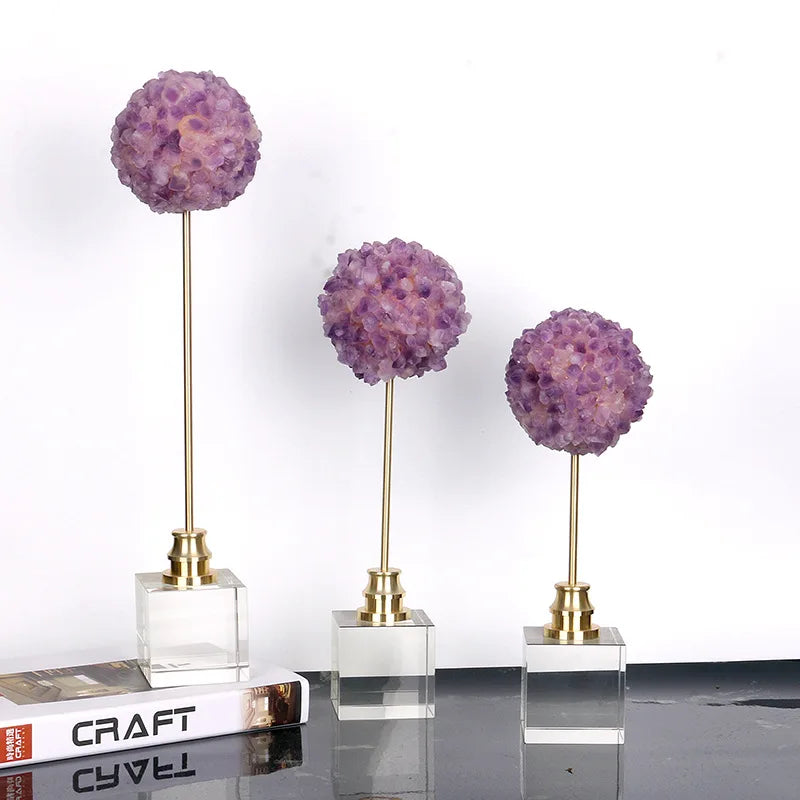 Afralia™ Amethyst Flower Metal Sculpture for Decorative Handicraft Art