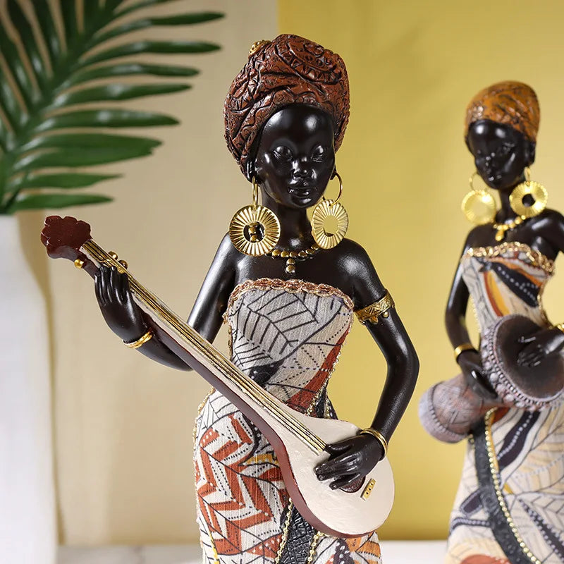 Afralia™ Resin African Women Statue: Modern Art Figure for Home & Office Decor