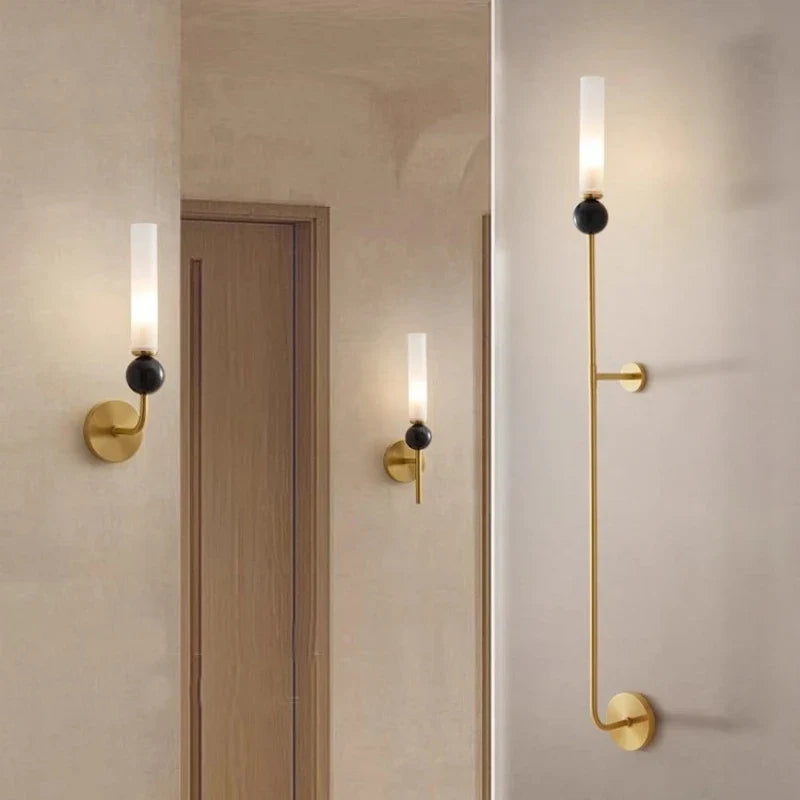 Marble Ball Wall Light Brass Bedroom Sconce Afralia™ White Acrylic Lampshade G9 Bulb