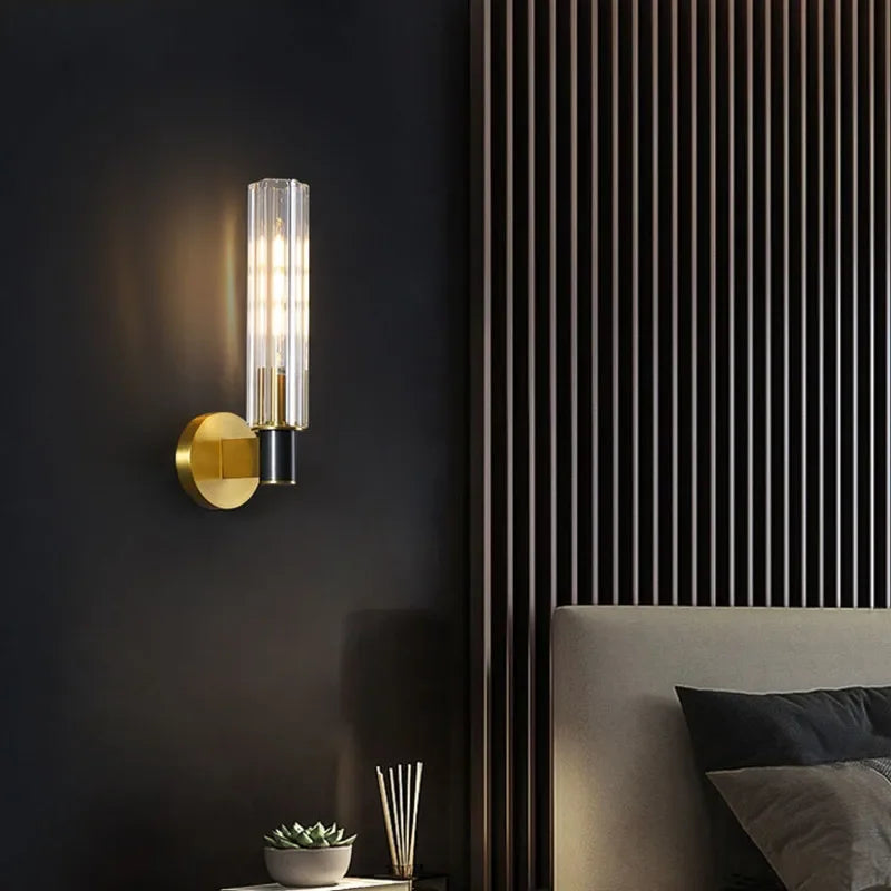 Afralia™ Luxe Copper Wall Lamp for Bedside, Corridor, Reading Room, TV Background