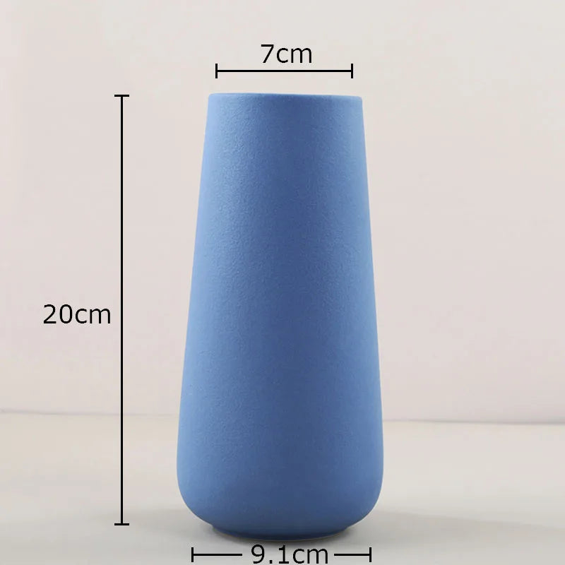 Afralia™ Gradient Ceramic Vase Cylinder Desk Decoration Floral Vases Modern Room Decor