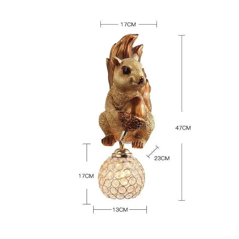 Afralia™ Cute Squirrel Resin LED Wall Lamps for Home Decor and Lighting