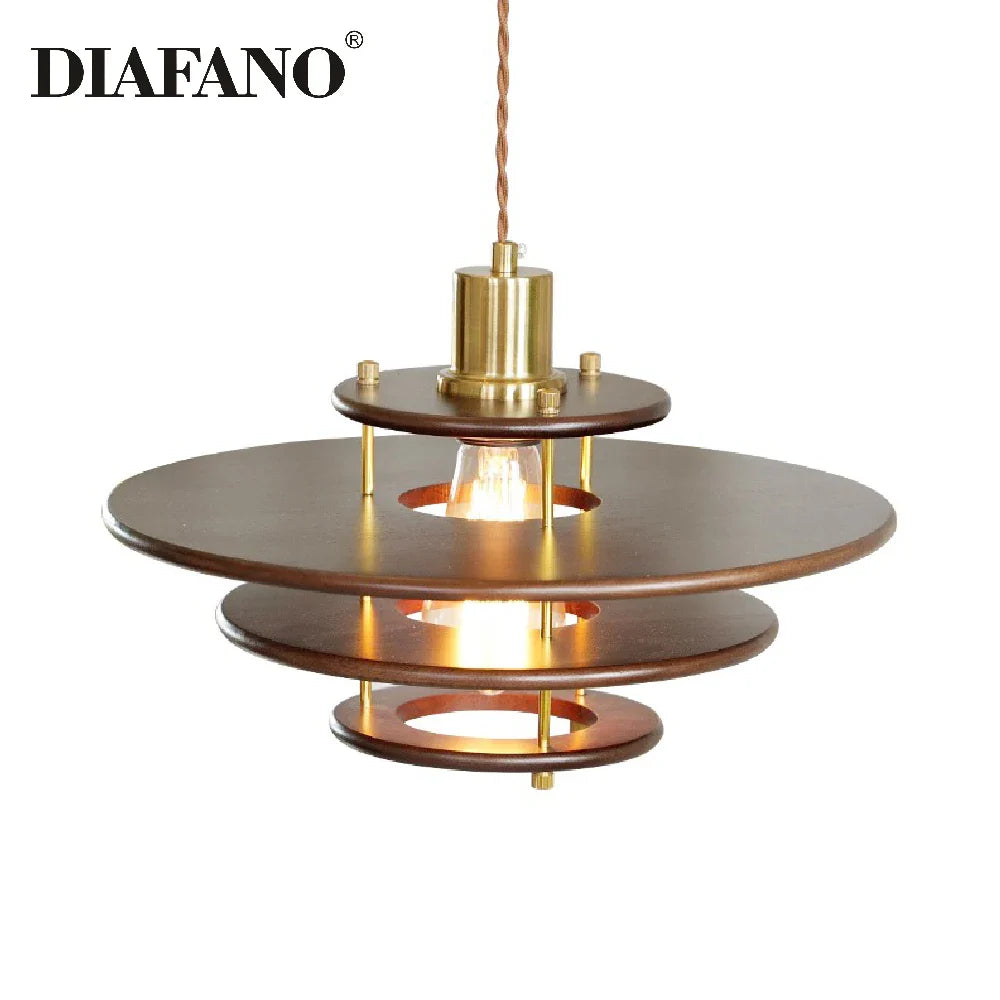 Afralia™ Wooden PH5 Pendant Light Walnut Finish for Living Room & Kitchen