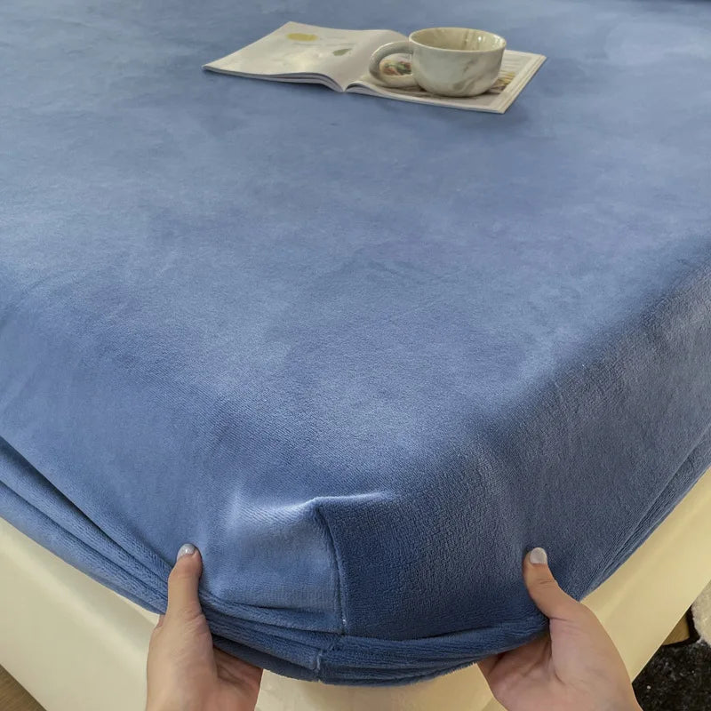 Afralia™ Winter Milk Velvet Fitted Sheet - Thick Plush Mattress Protector for Bed