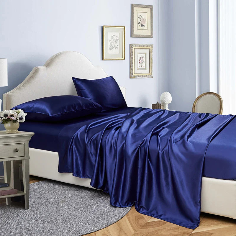 Afralia™ Luxury Satin Sheet Set: High End Rayon, 4 Pieces, King Queen Twin Full