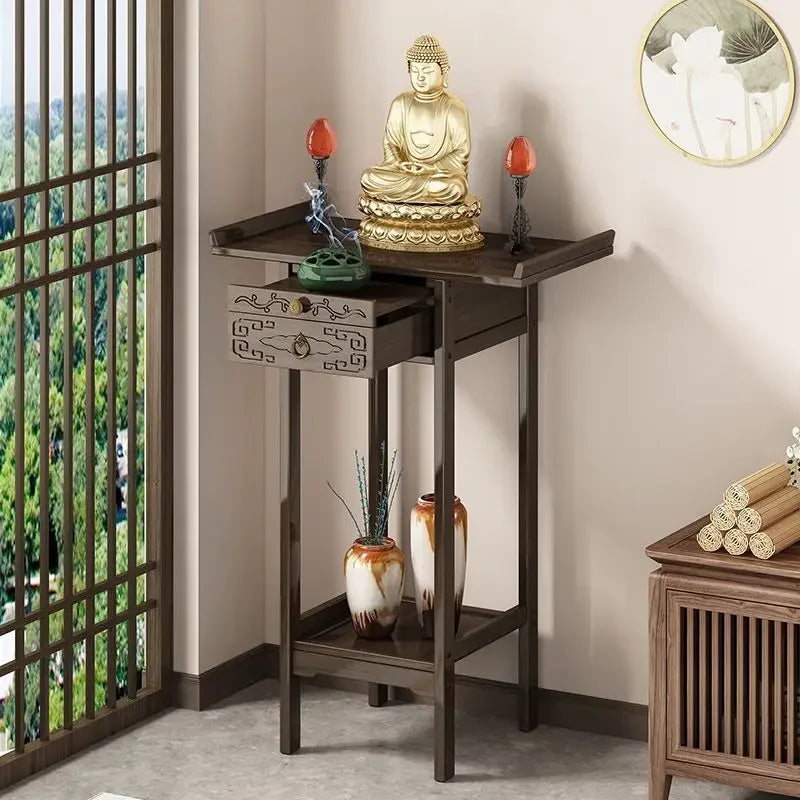 Afralia™ Bamboo Console Table with Drawer for Living Room - Vintage Side Table