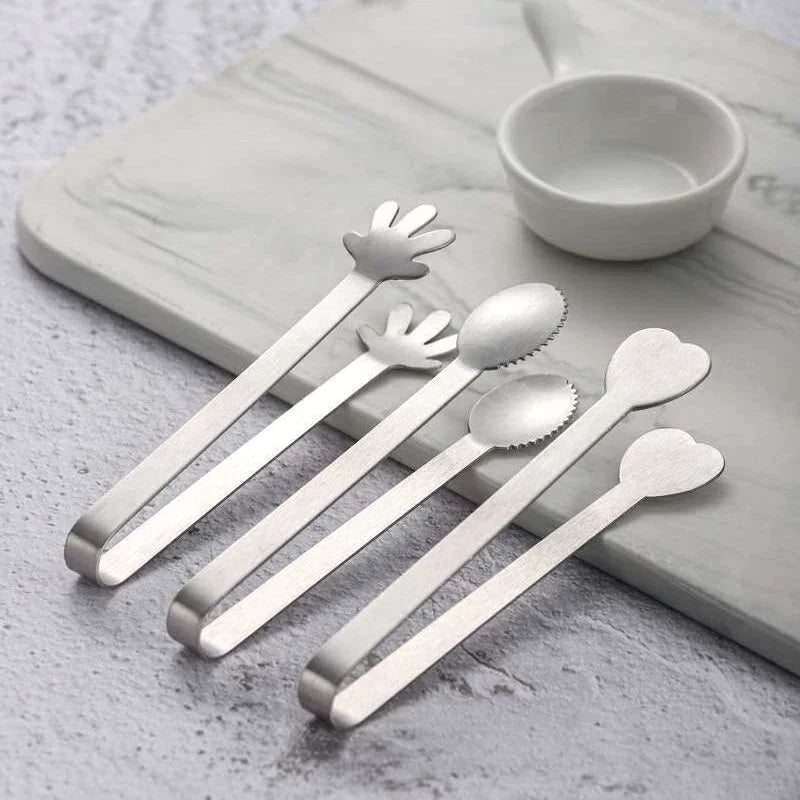 Afralia™ Stainless Steel Food Tongs Ice Cube Tea Bag Clip Kitchen Gadget