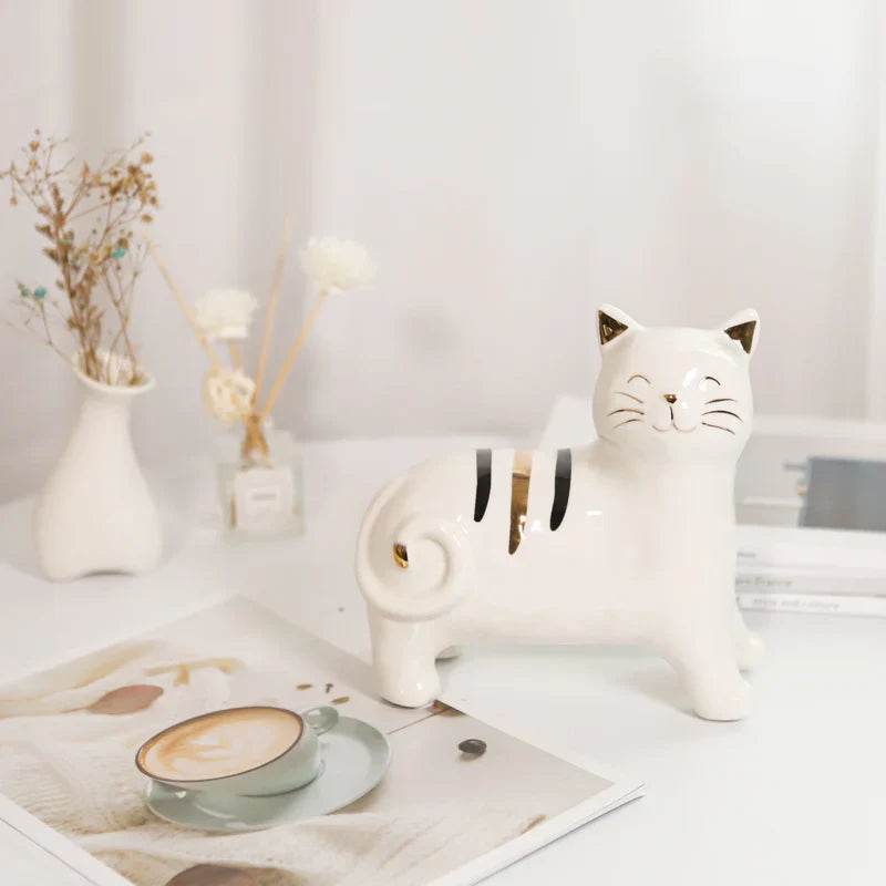 Afralia™ Nordic Cat Figurine Vase Succulent Plant Pot Decor Statues