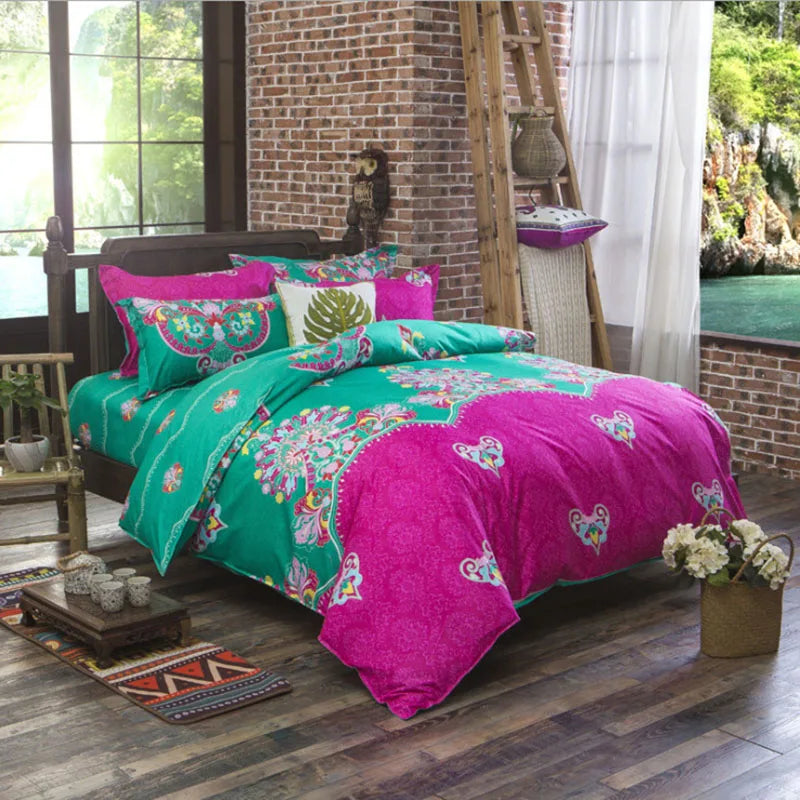 Afralia™ Bohemian Ethnic Print Bedding Set: Soft, Breathable Duvet Cover Kit for All Seasons