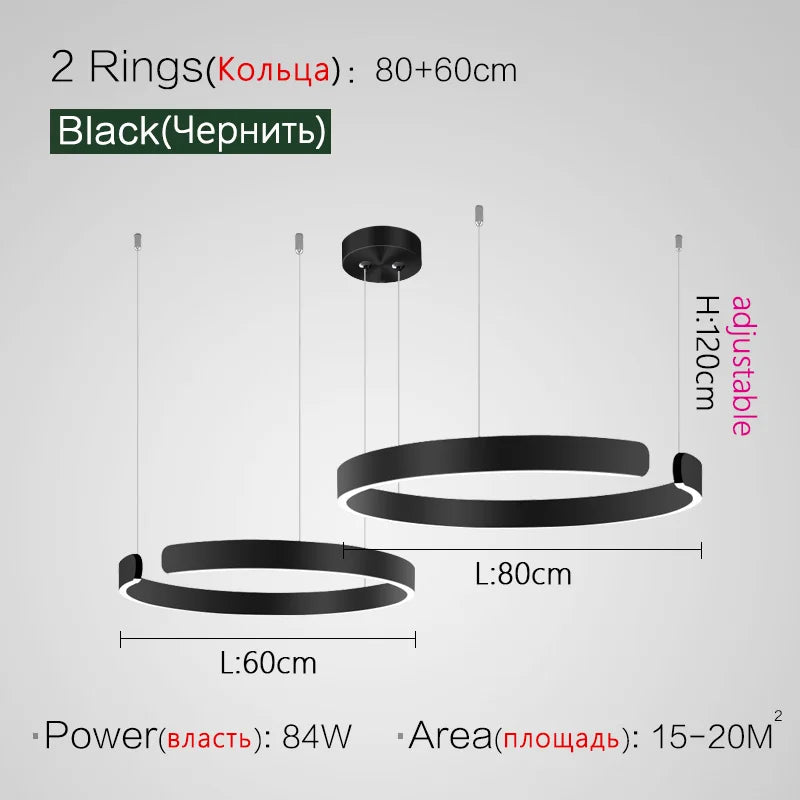 Afralia™ Nordic Ring LED Pendant Chandelier for Home Living Dining Kitchen Lighting