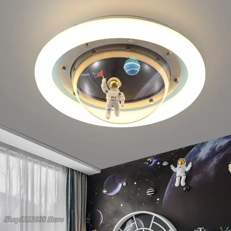 Afralia™ Astronaut Spaceman Planet Kids Room Ceiling Lamp