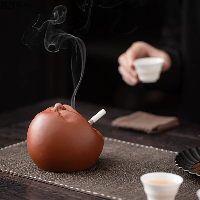 Afralia™ Yawning Figures Ashtray: Creative Purple Clay Smoking Accessory for Weed