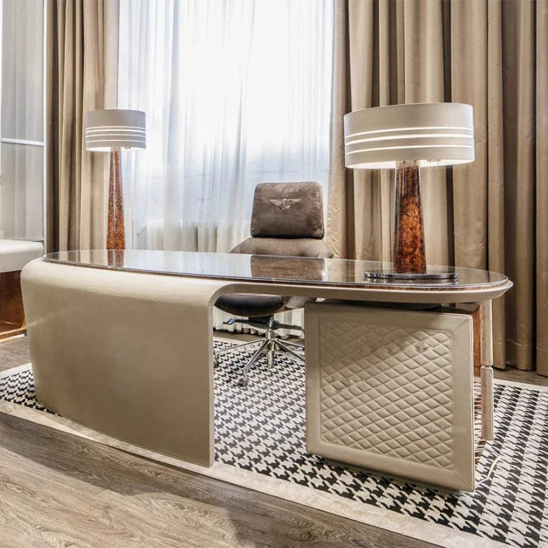 Afralia™ Luxury Solid Wood Leather Floor Lamp for Office & Living Room