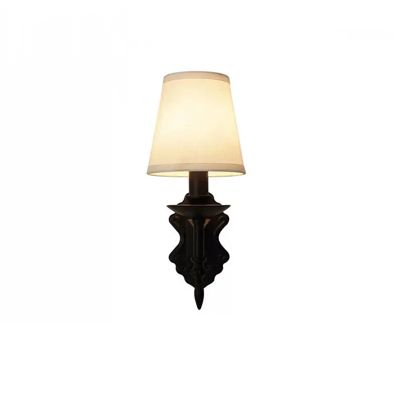 Afralia™ Black Iron Wall Lamp Retro Bedroom Hotel European Living Room Sconce