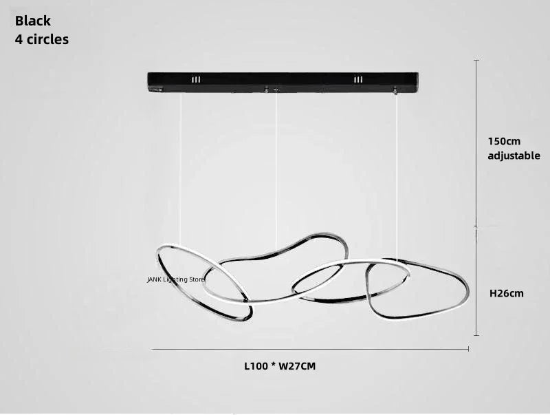 Afralia™ Stainless Steel LED Chandelier Interlocking Circles for Kitchen Island & Living Room