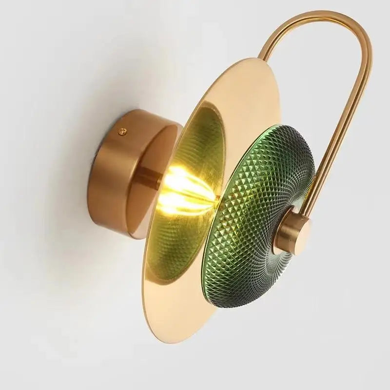 Afralia™ Nordic LED Glass Wall Lamp Living Bedroom Sconce - Golden Round Light Fixture