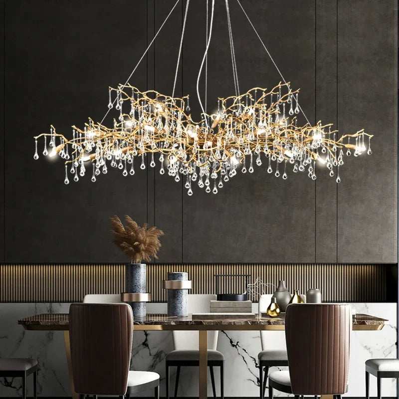 Afralia™ Gold Crystal Chandelier: Modern LED Luxury Lighting for Living Room Villa