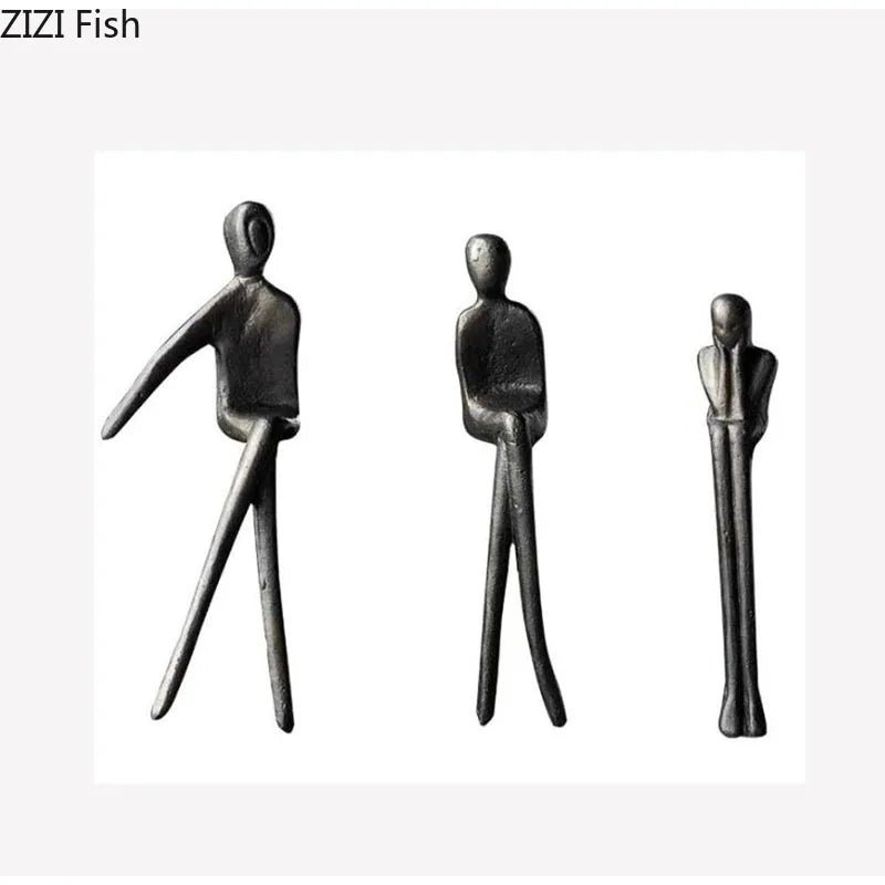 Afralia™ Gold Plated Figure Sculpture Set | Abstract Desk Decoration | Character Statue