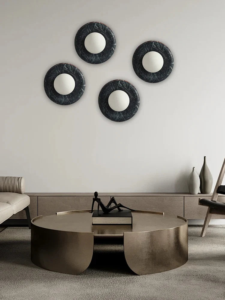 Afralia™ Marble & Jade Wall Lamp: Luxury Purple Green White Stone Mount Light