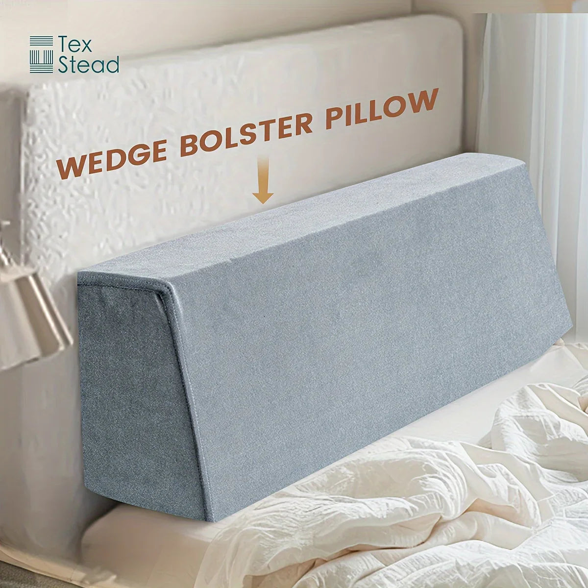 Afralia™ Memory Foam Wedge Bolster Pillow with Linen Case, Long Daybed Support Companion