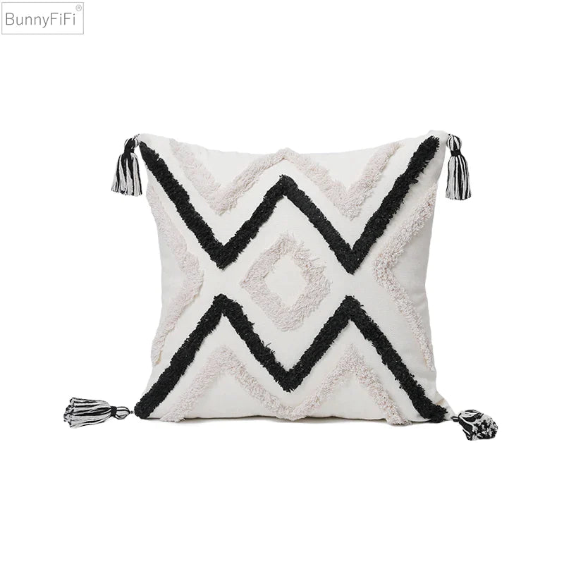 Afralia™ Tufted Decorative Pillow Covers Morocco Nordic Boho Style Cotton Cushion Cover