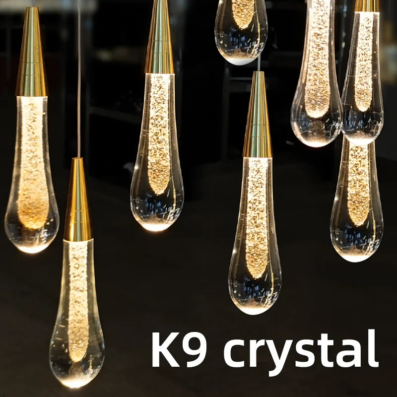 Afralia™ Irregular Crystal Chandelier Nordic Pendant Light for Hotel Lobby