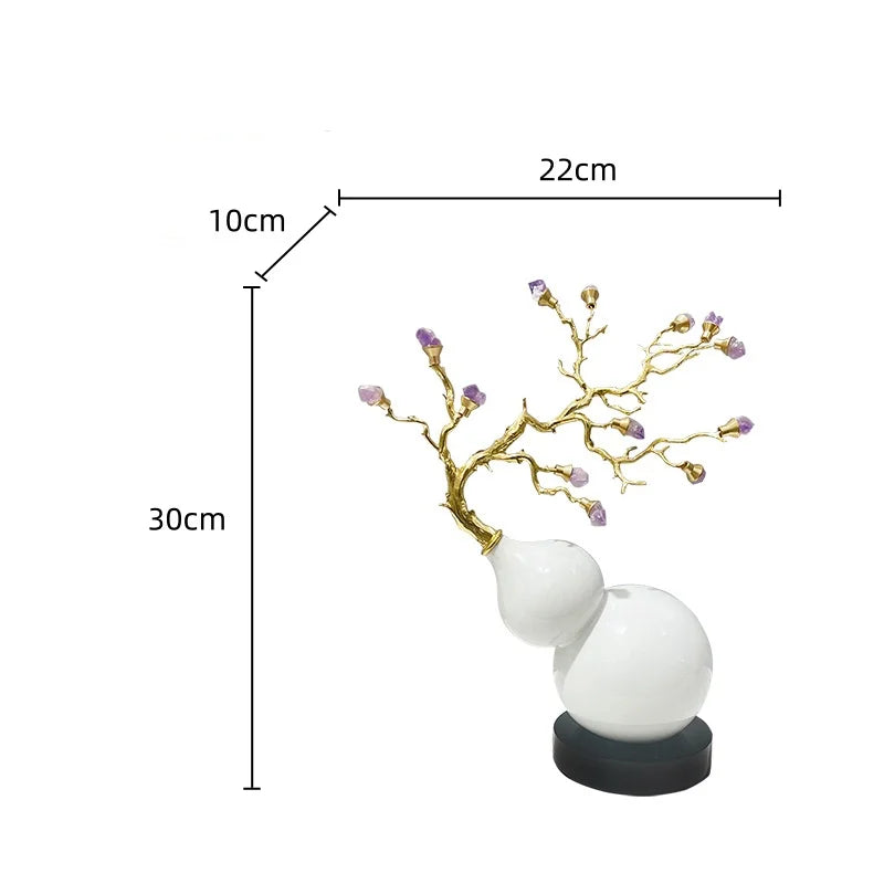 Afralia™ Gourd Crystal Sculpture Metal Plant Statues Home Decoration