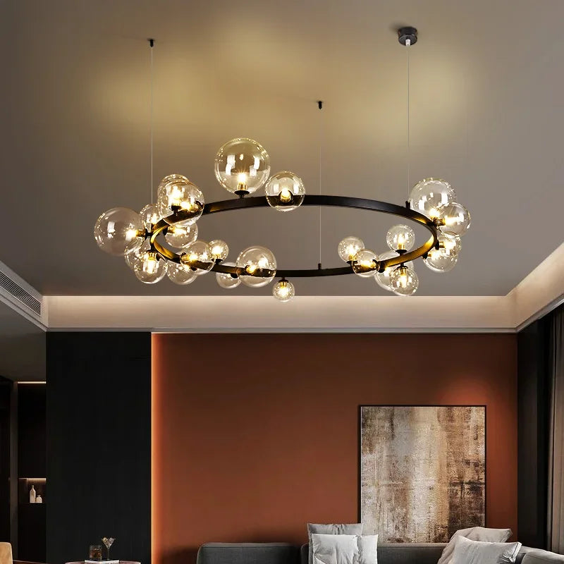 Afralia™ Nordic Glass Bubble Chandelier for Luxury Dining Room and Bedroom
